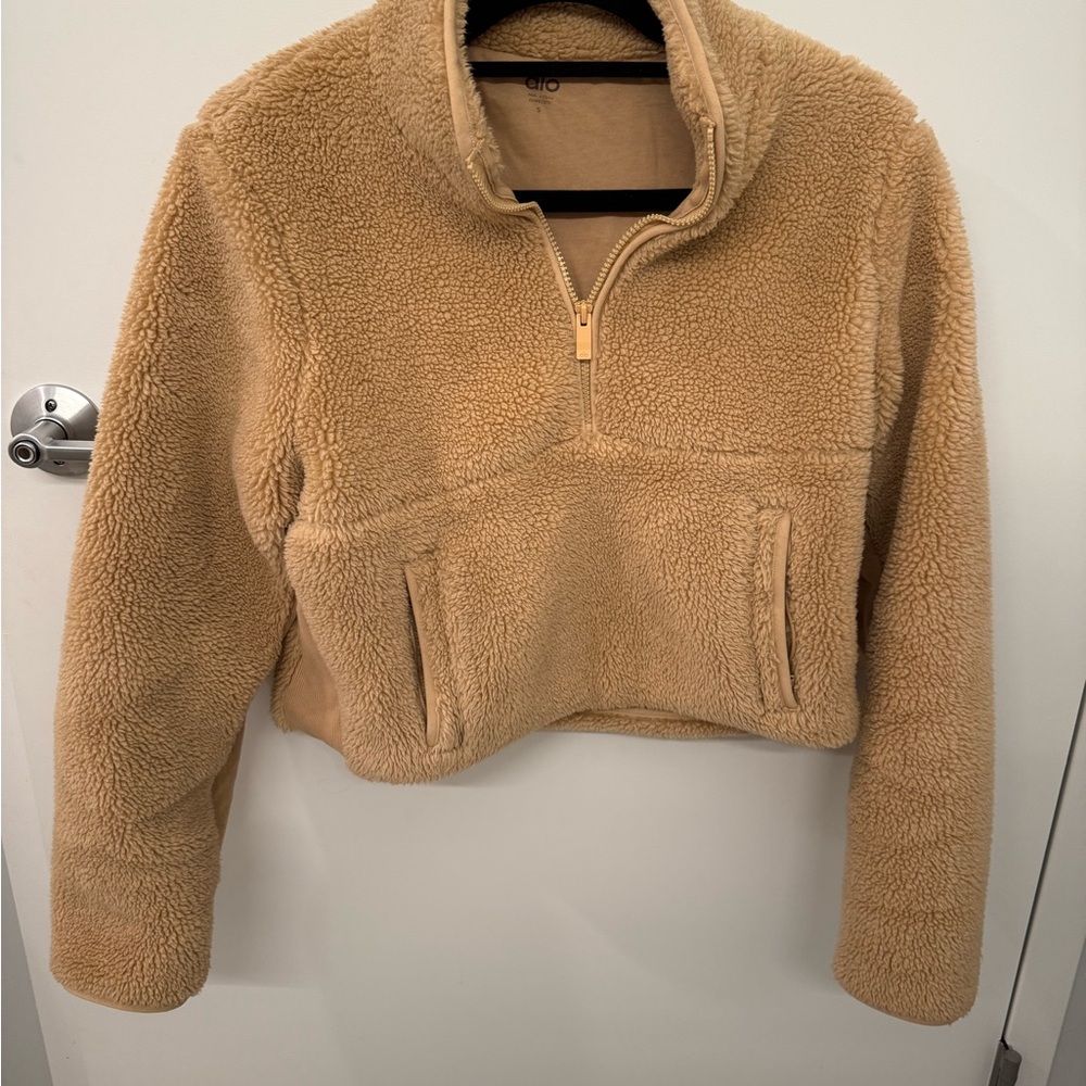 ALO Yoga Tan Sherpa Quarter-Zip